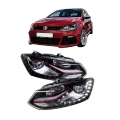 Μπροστινά Φανάρια Set Για Vw Polo 6R/ 6C 09-17 DRL GTI R-Look Μαύρα Με Κόκκινη Γραμμή H7/H7 Με Μοτέρ Carner - Headlights - Xenon - Bulbs